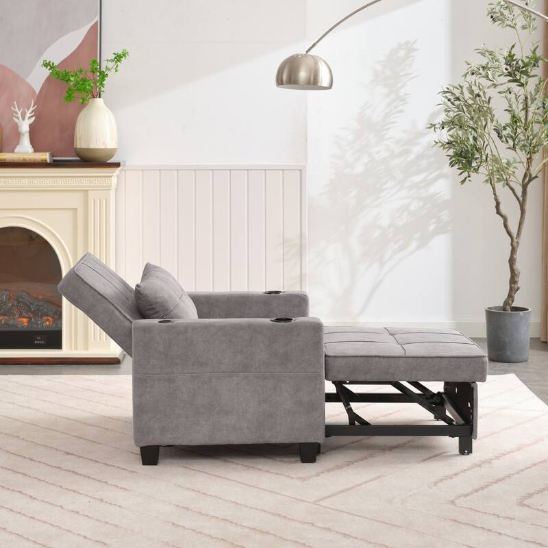 3-in-1 Pull out Convertible Futon Sleeper Armchair Beds with USB Ports