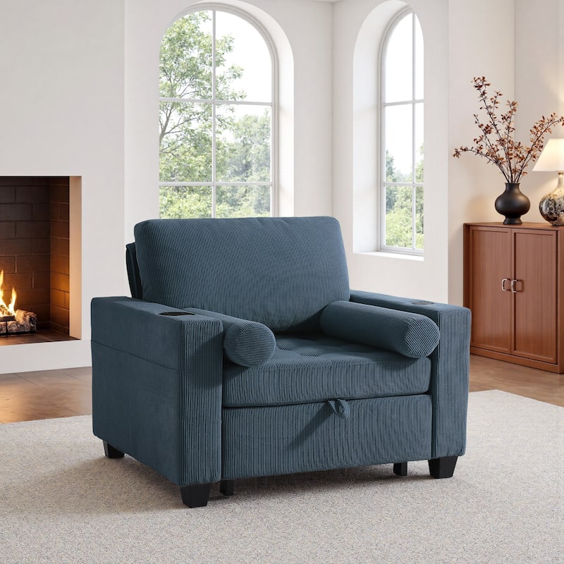 3-in-1 Pull-Out Sleeper Chair Bed Convertible Adjustable Lounge