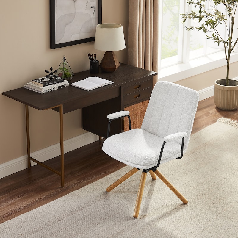 Art Leon Faux Leather Swivel Accent Arm Chair