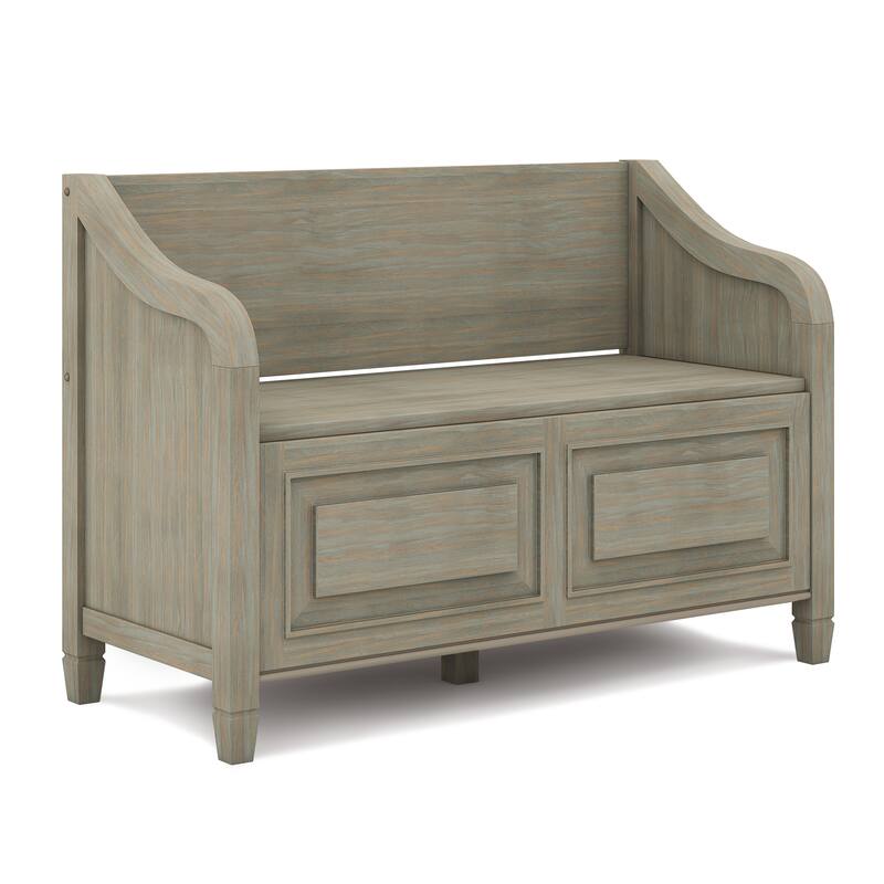WYNDENHALL Hampshire SOLID WOOD 42 inch Wide Traditional Entryway Storage Bench - 42 W x 18 D x 29.5 H - Distressed Grey