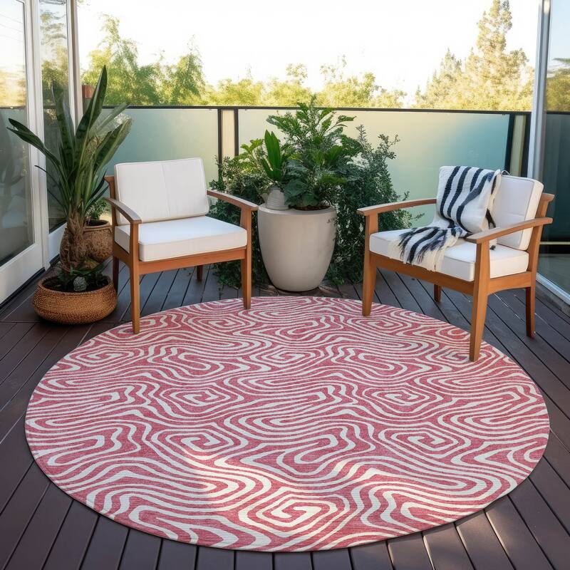 Machine Washable Indoor/ Outdoor Modern Trance Chantille Rug