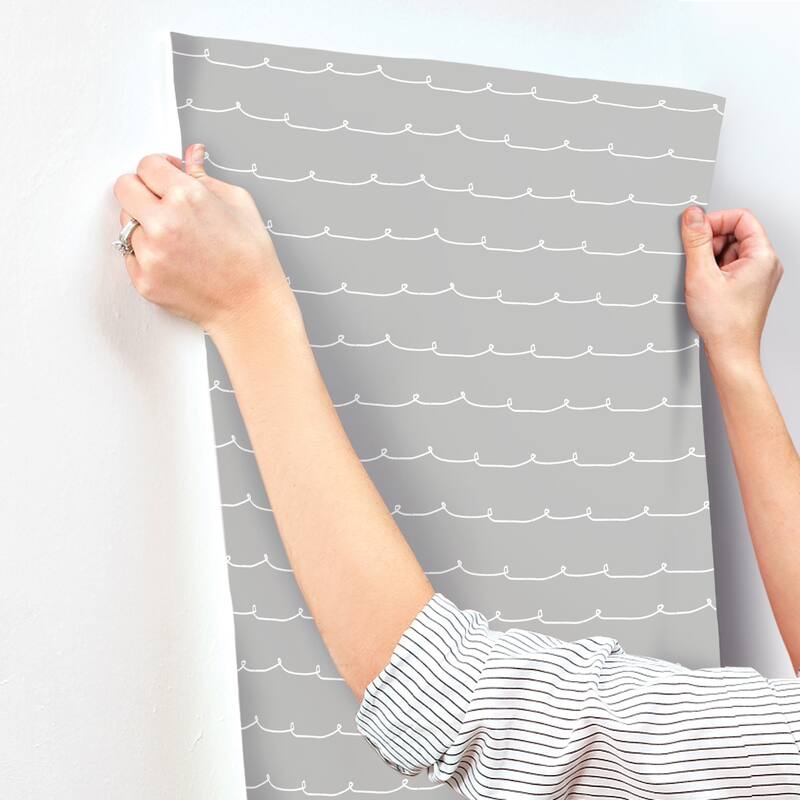 Advantage Wiggle Line Grey Stripe Wallpaper