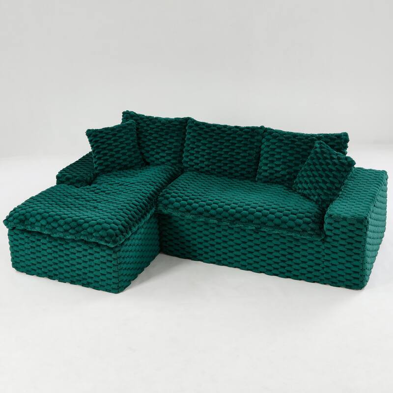 L-Shaped Sleeper Sectional Sofa Convertible Straight Sofa, Loveseat and Chaise Lounge Set for Living Room