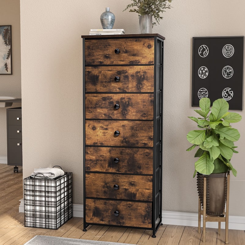 7 Drawers Chest Furniture Storage Tower Organizer Unit for Bedroom