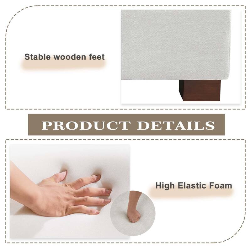 2 Set Modern 41" W Rectangle Chenille Ottoman