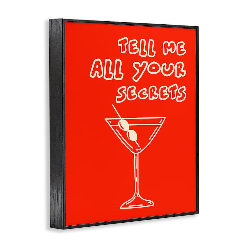 Stupell Tell Me Your Secrets Cocktail Framed Giclee Art Design By House of Lulu