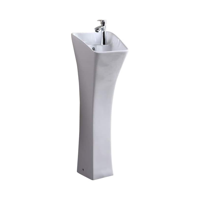 Windfield White Vitreous China Pedestal Sink - White