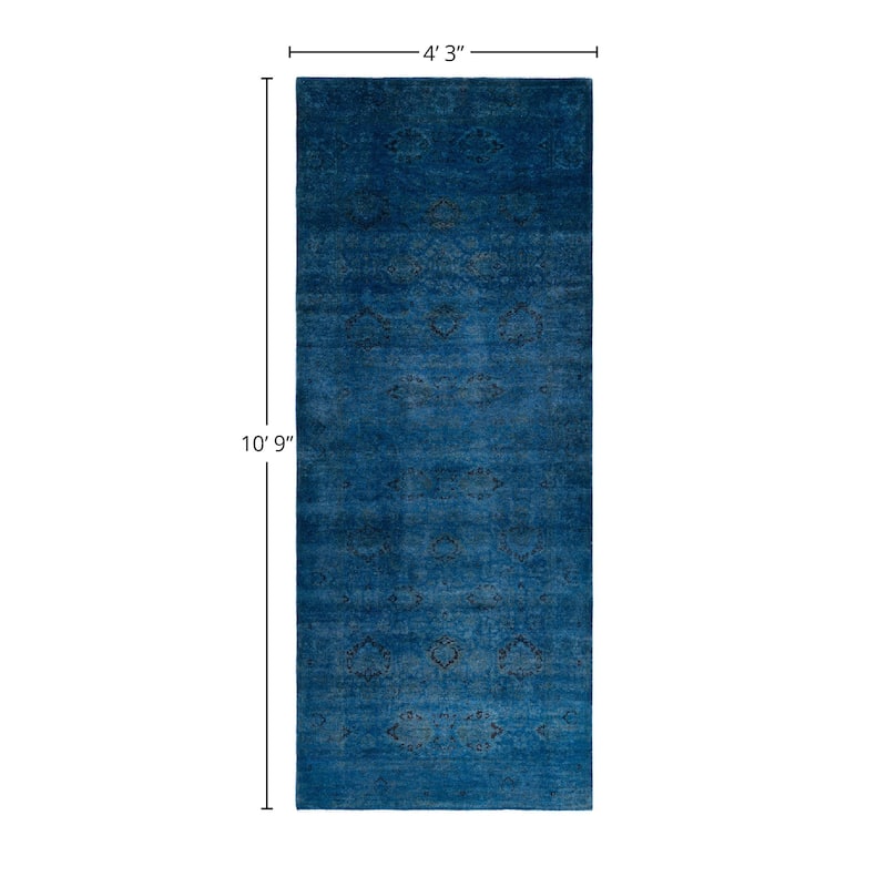 Overdyed, One-of-a-Kind Hand-Knotted Area Rug - Gray - 4' 3" x 10' 9"