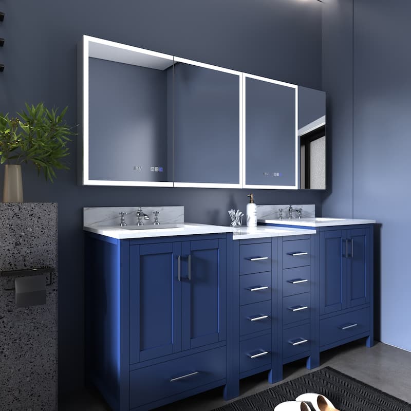 ExBrite 36" x 30" LED Lighted Bathroom Medicine Cabinet with Mirror,Recessed or Surface Mount,Defog