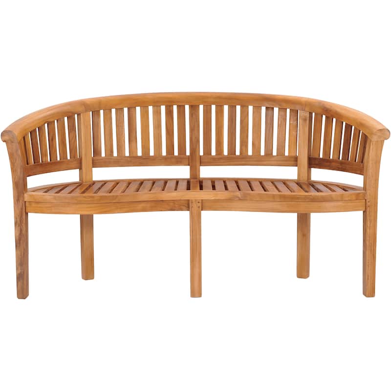 Chic Teak Peanut Outdoor Teak Wood Patio & Garden Double Bench