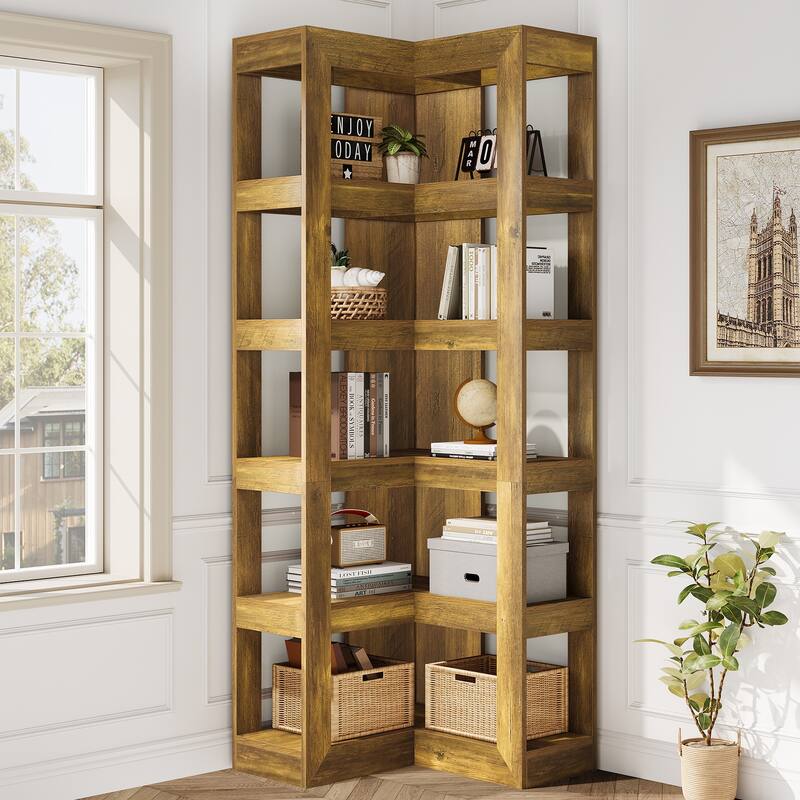 Tall L-Shaped Corner Bookshelf