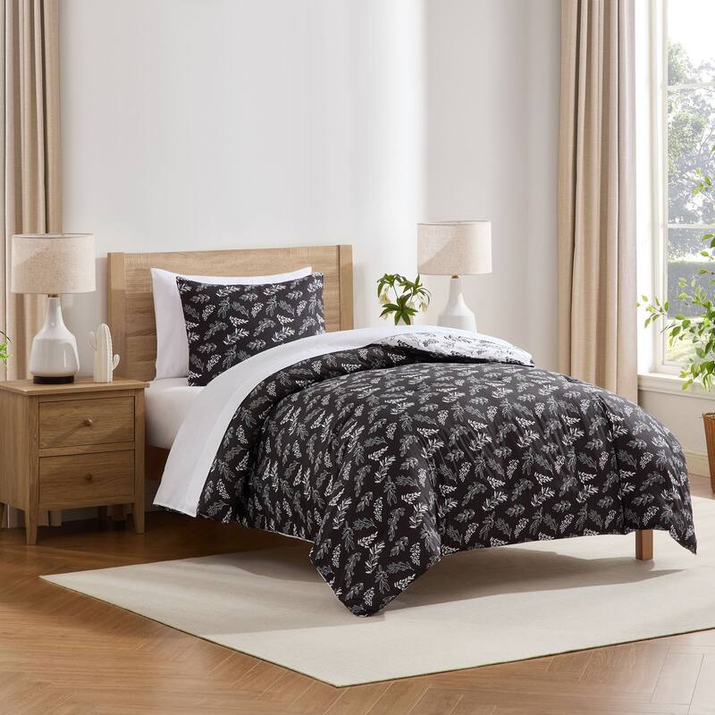 Empyrean 7 Pc Botanical Comforter Set with Sheets, Soft Breathable Lightweight Bedding Bag