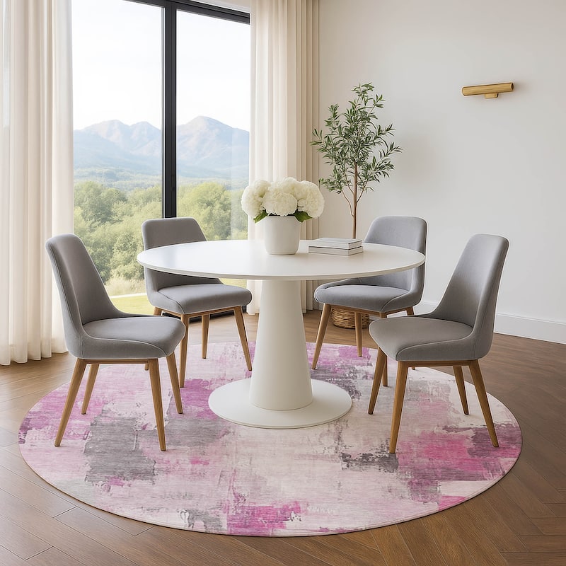 Premium Washable Super Soft Abstract Chic Mayfield Rug - Pink - 8' x 8'