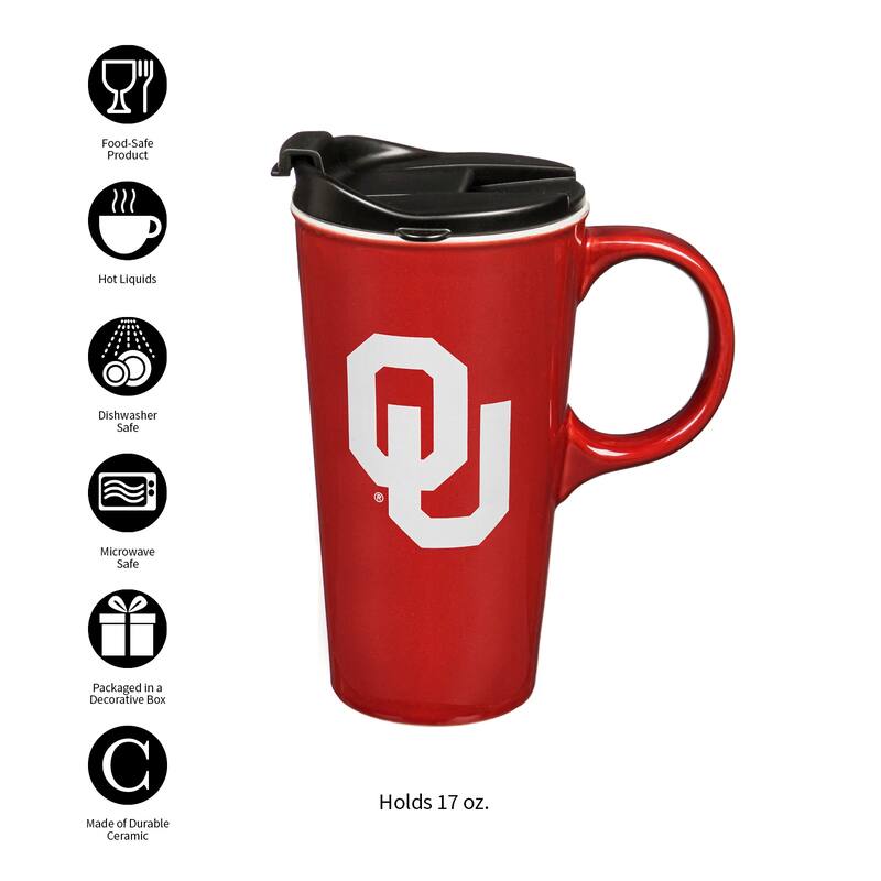 University of Oklahoma, 17 oz Ceramic Travel Latte Cup w/ Gift Box