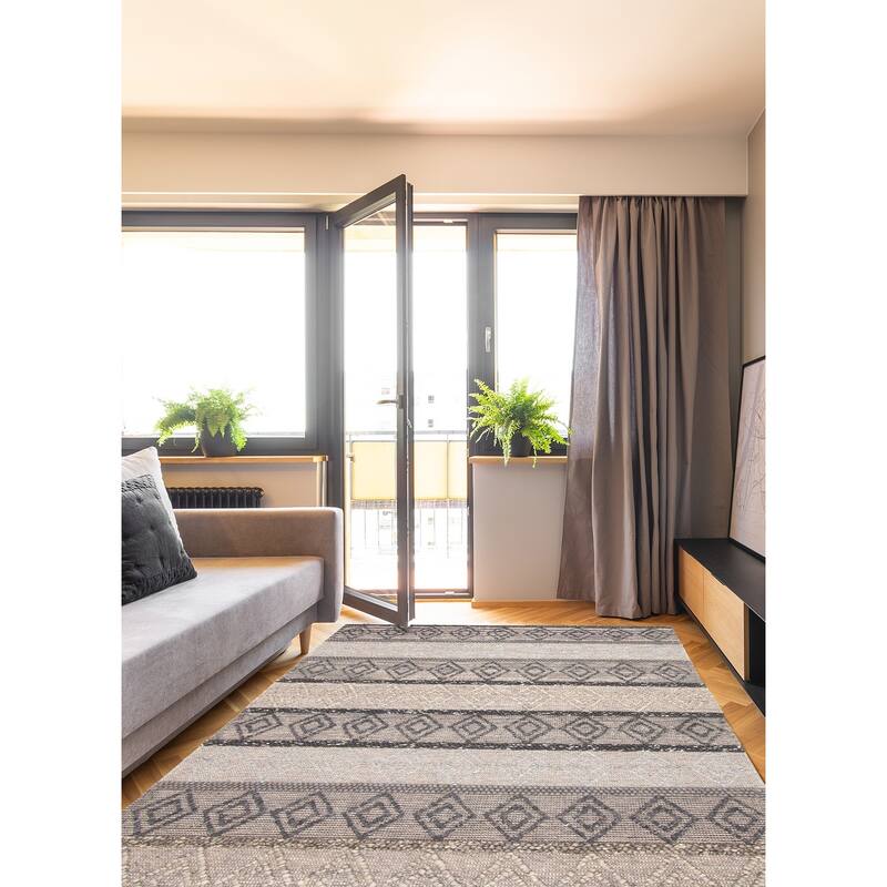 ECARPETGALLERY Braid weave Sienna Brown Wool Rug - 6'1 x 8'11