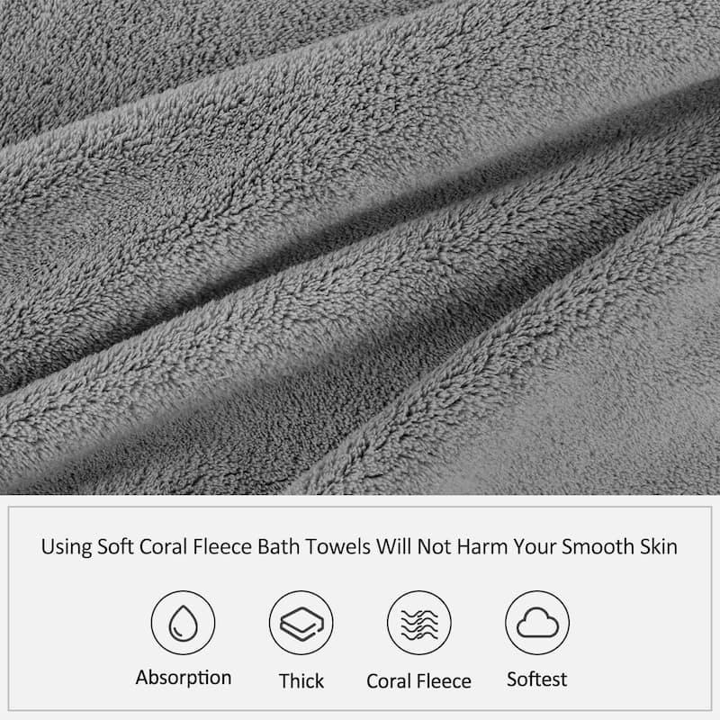 6-Piece Fleece Towel Set(2 Bath Towels,2 Hand Towels,2 Washcloths)