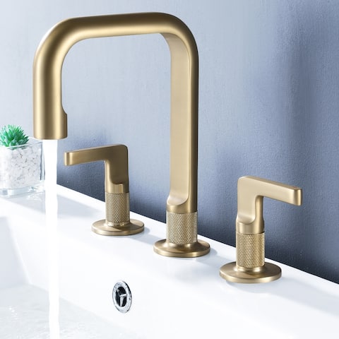 Solid Brass 2-Handle Bathroom Faucet Widespread in Black and Gold