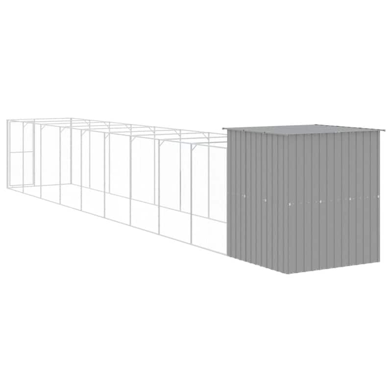 vidaXL Dog House Outdoor Dog Kennel Crate Shelter with Run Galvanized Steel