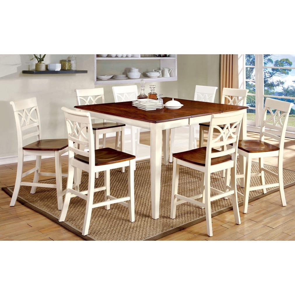 Counter Height Dining Set in Vintage White and Cherry Finish