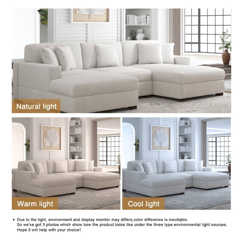Corduroy Modular Couch Sectional Chaise Lounge Sofa