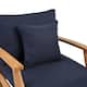SAFAVIEH Couture Freida Wood Patio Arm Chair - 31.4" W x 35.6" L x 32.6" H - 31"W x 36"D x 33"H