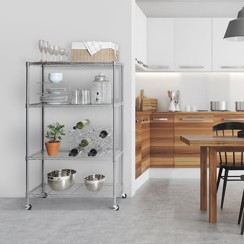Seville Classics Heavy Duty 4-Tier Steel Wire Shelving, 36" W x 14" D x 56.5"H