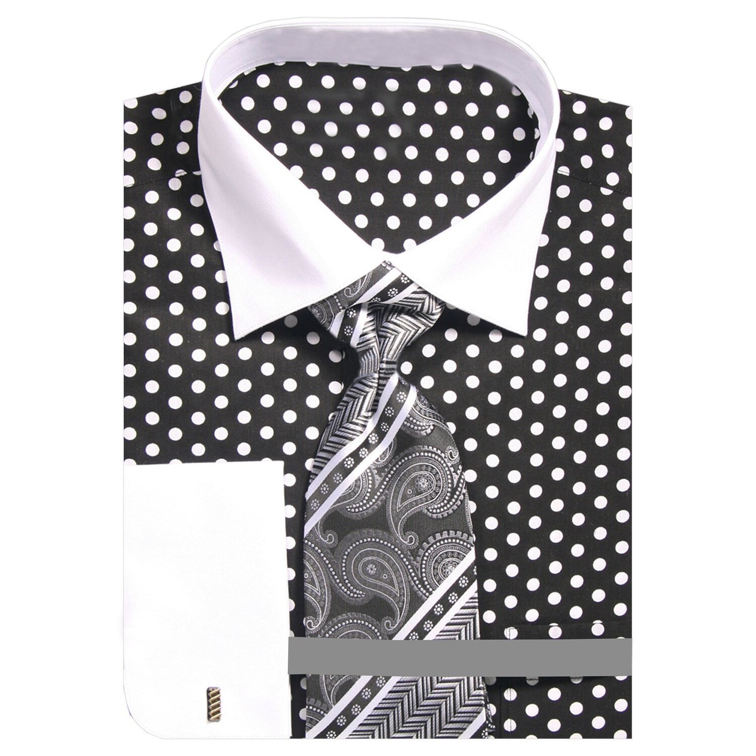 black and white polka dot dress shirt mens