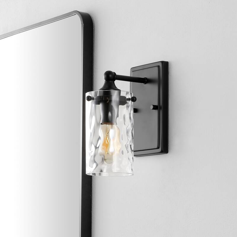SAFAVIEH Lighting Jobie 7-inch Glass Shade Wall Sconce with Bulbs (Set of 2) - 7 in. W x 4.5 in. D x 9.5 in. H