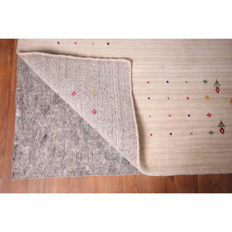 Gabbeh Oriental Square Area Rug Hand-Knotted Wool Carpet - 7'11" x 7'10"