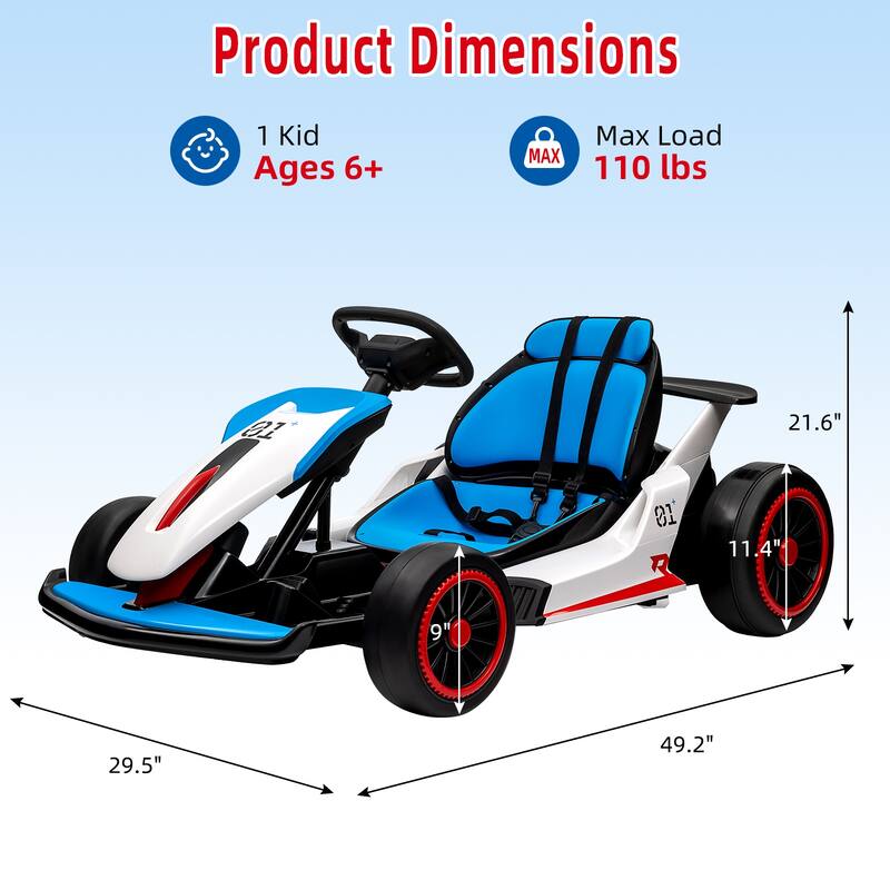 Go Kart for Kids, 24V Drift Kart with 2X200W Strong Motor