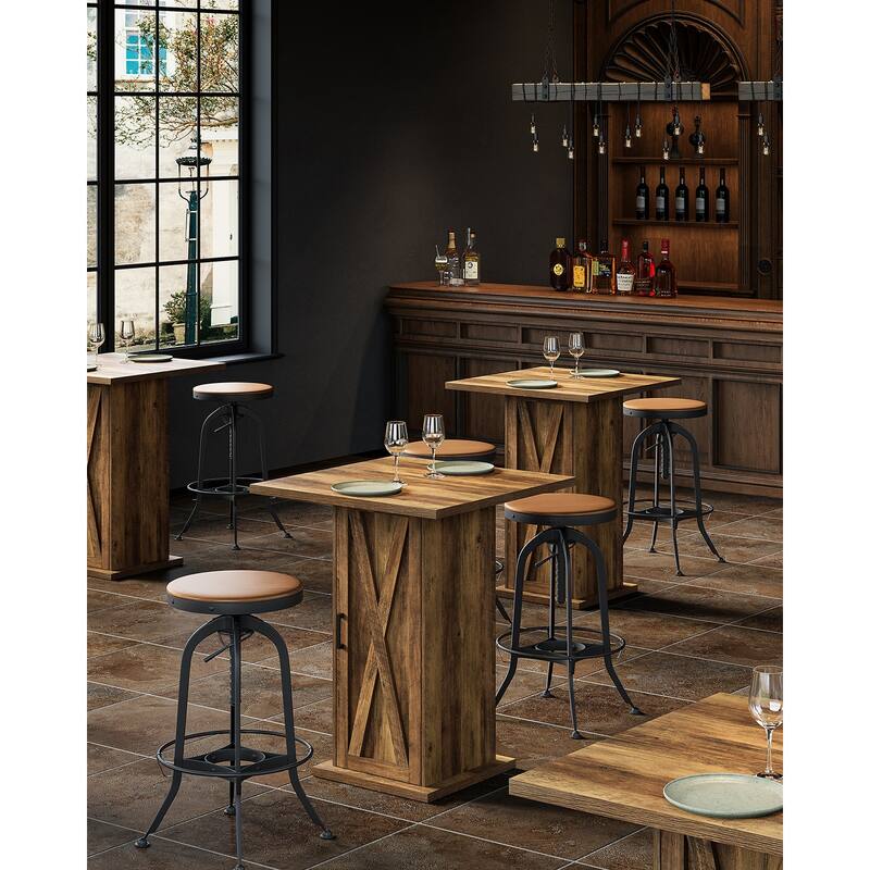 Brown 4-Tier High Bar Table, Vintage Square 39.37" High Pub Table