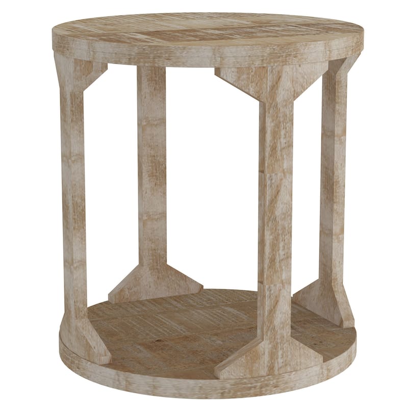 Rustic Modern Solid Wood Accent Table in Distressed Grey - Natural