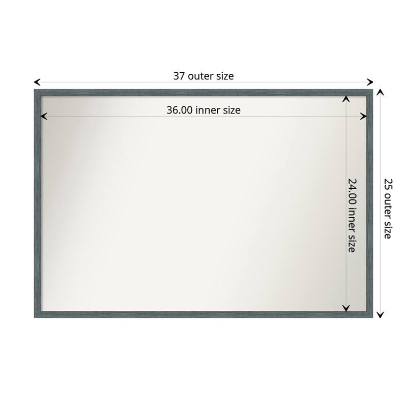 Non-Beveled Wood Wall Mirror - Dixie Blue Grey Rustic Narrow Frame