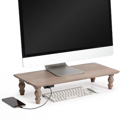 Jani Wood Monitor Stand Riser Desk - Ergonomic Design Stand, Desktop Organizer Table for Home, Office Workspace, Gaming Desk