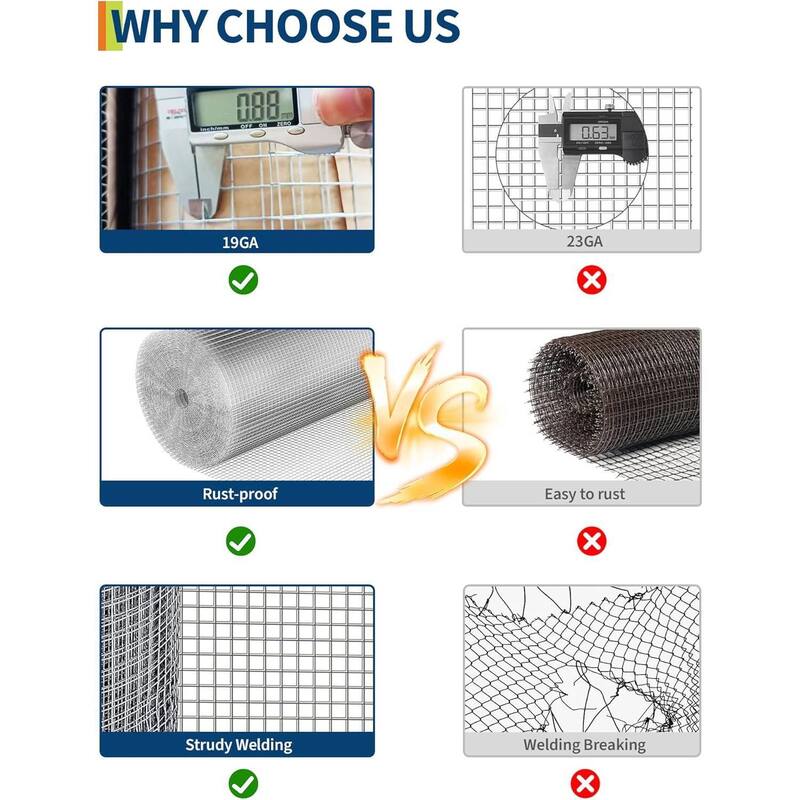 48in x 100ft 19 Gauge Galvanized Hardware Cloth, Garden Netting for Chicken Wire Fencing Roll, Silver - 48in x 100ft