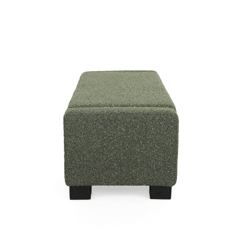 Kera Storage Ottoman Bench, Dark Green Fabric, Lift Top, 50 Inch