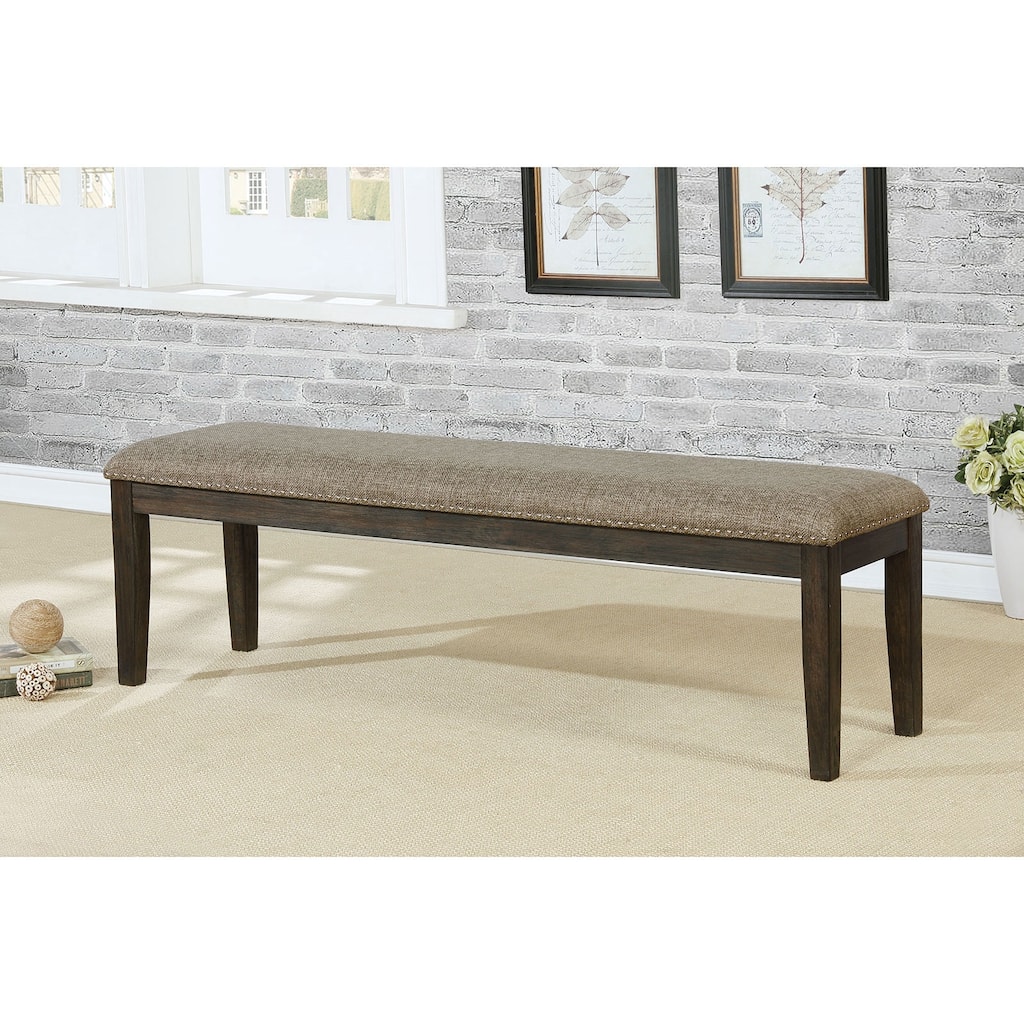 Transitional Style Padded Dining Bench in Espresso and Warm Gray ...