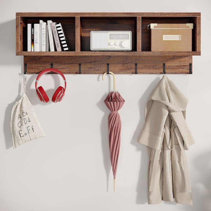 Modern Shoe Bench and Wall-Mounted Coat Rack Set foe Entryway