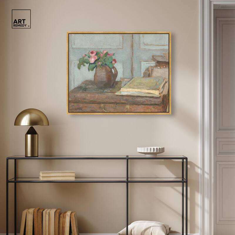 Box and Moss Roses Canvas by Art Remedy
