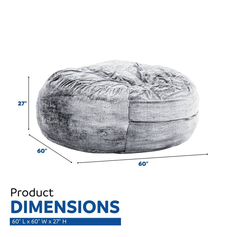 Sealy Bala 5ft Faux Fur Foam Bean Bag Grey