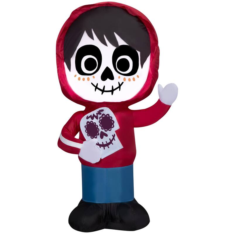 Gemmy Airblown Miguel from Coco w/Skull Disney, 3.5 ft Tall, Red