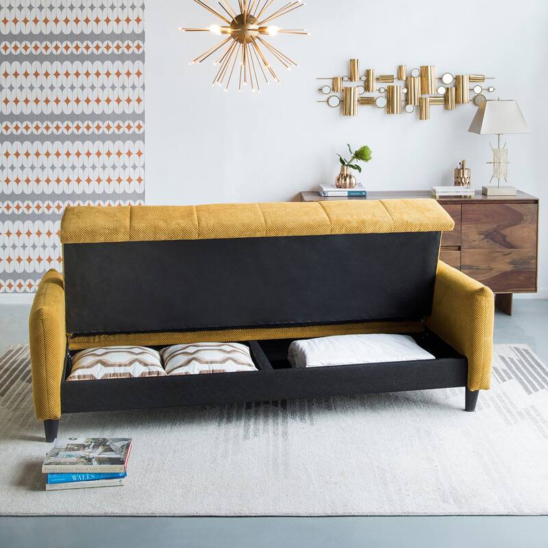 A&B Home 79-inch Mustard Large Biscuit Tufted Sofa Bed