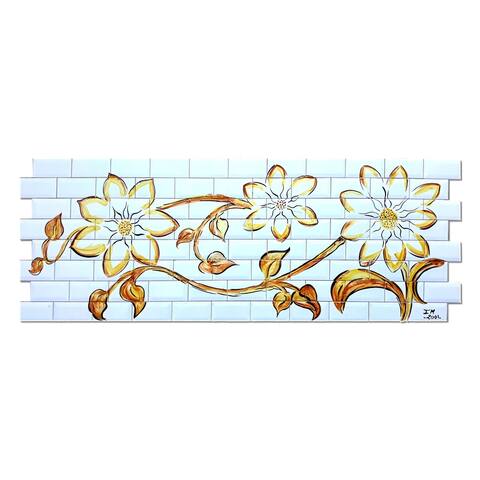 66x24 Floral Kitchen Backsplash Subway Tiles Design 88pc Mosaic Mural