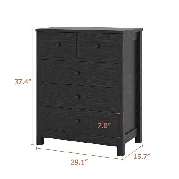 Black Dresser for Bedroom, 5 Drawer Dresser with Metal Handle, Wood Dresser  Organizer with Deep Space - Bed Bath & Beyond - 41526480