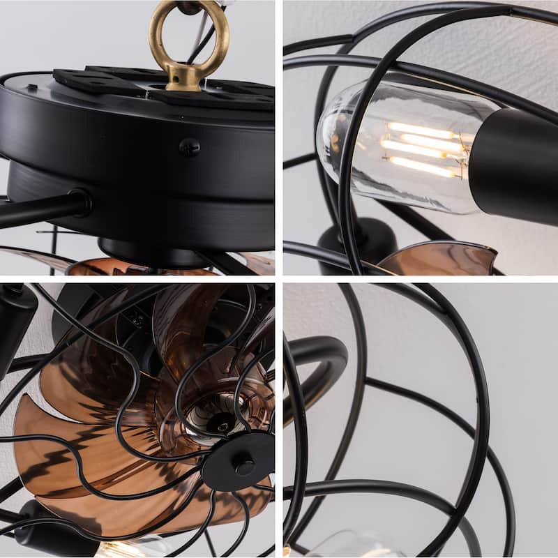 19" Ceiling Fan Light with 6 Speed Remote 8 Blade Reversible DC Motor