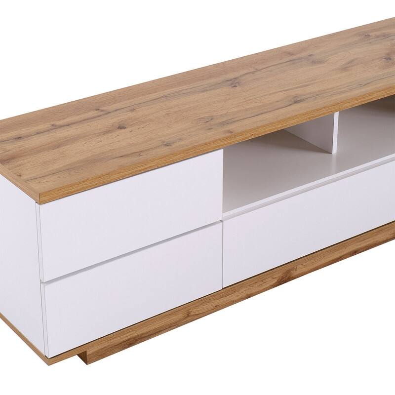 Modern 80-Inch TV Stand, Media Console with Easy-Access Storage & Rebound Doors