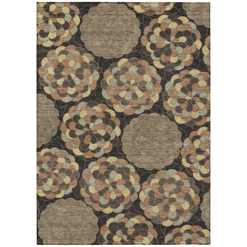 Machine Washable Indoor/ Outdoor Mosaic Cluster Chantille Rug