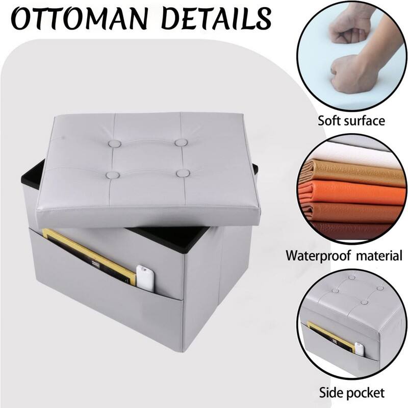 17"Storage Ottoman Folding Footstool
