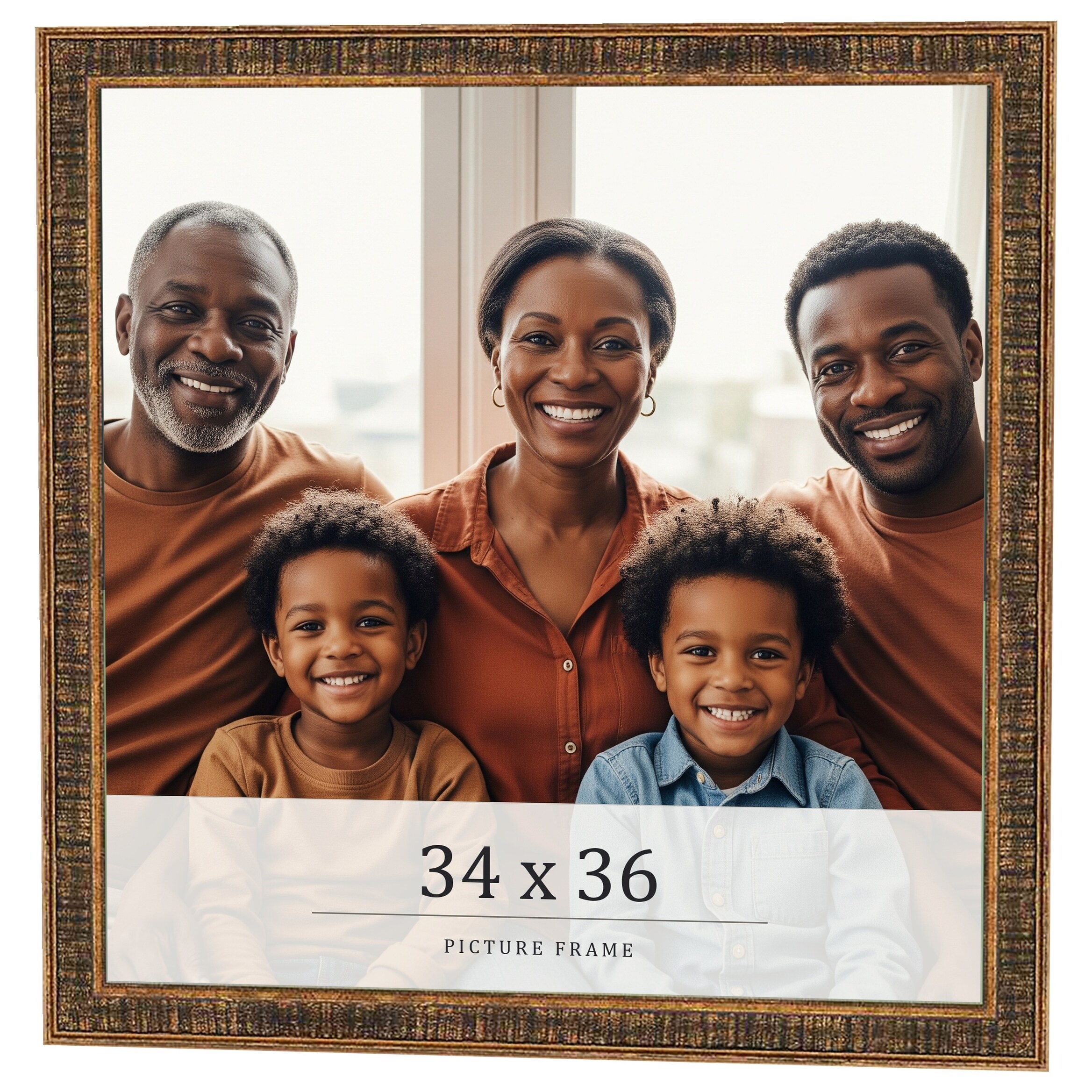 34x36 Frame Gold Kingsley Distressed Solid Wood Picture Frame Width