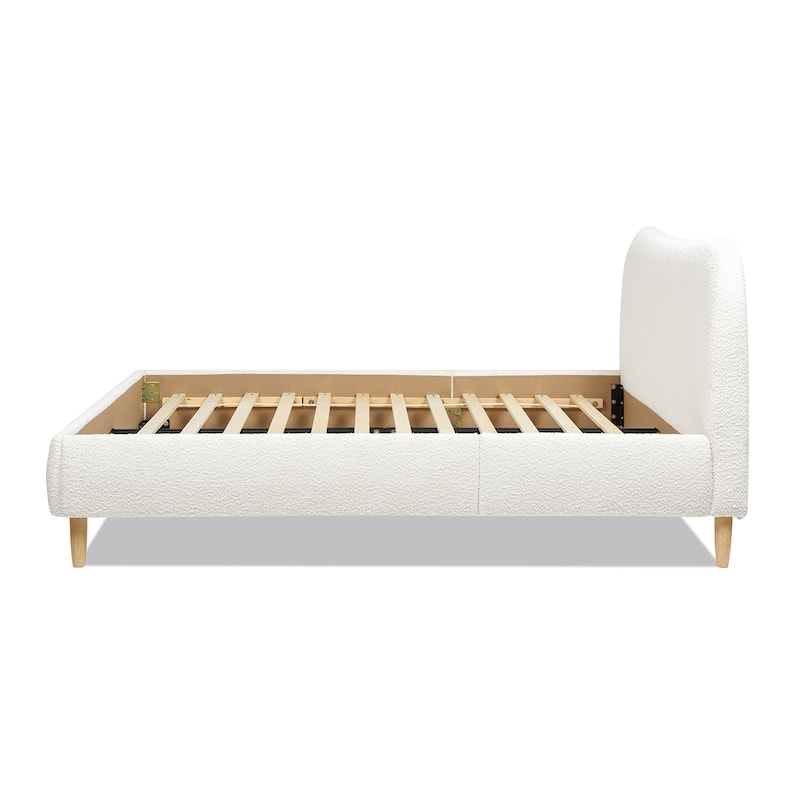 Roman Boucle Sherpa Curved Headboard Modern Platform Bed